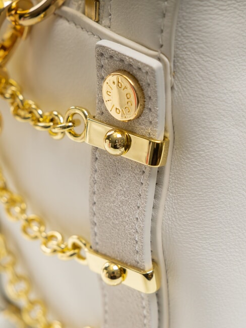 NORA Umh&auml;ngetasche aus Leder mit Schnallen Wei&szlig; - Damentaschen