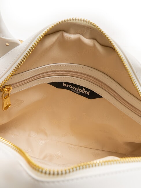 NORA Umh&auml;ngetasche aus Leder mit Schnallen Wei&szlig; - Damentaschen