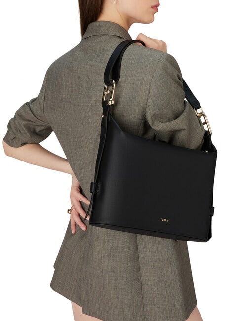 NUVOLA M Doppelt tragbare Ledertasche Schwarz - Damentaschen