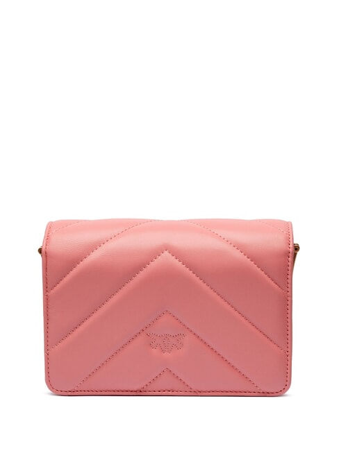 LOVE CLICK Mini-Tasche aus gestepptem Leder Pfirsichbl&uuml;te-Antikgold - Damentaschen