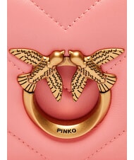 PINKO LOVE CLICK Mini-Tasche aus gestepptem Leder Pfirsichbl&uuml;te-Antikgold - Damentaschen - 4