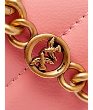 PINKO LOVE CLICK Mini-Tasche aus gestepptem Leder Pfirsichbl&uuml;te-Antikgold - Damentaschen - 5