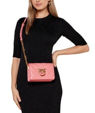 PINKO LOVE CLICK Mini-Tasche aus gestepptem Leder Pfirsichbl&uuml;te-Antikgold - Damentaschen - 7