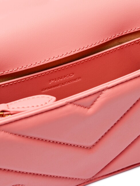 LOVE CLICK Mini-Tasche aus gestepptem Leder Pfirsichbl&uuml;te-Antikgold - Damentaschen