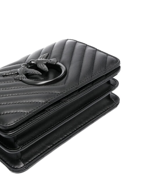 LOVE CLICK CHEVRON Mini-Schultertasche aus Leder schwarze Limousinenblockfarbe - Damentaschen