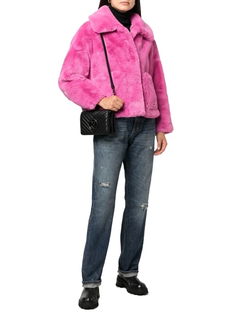 LOVE CLICK CHEVRON Mini-Schultertasche aus Leder schwarze Limousinenblockfarbe - Damentaschen