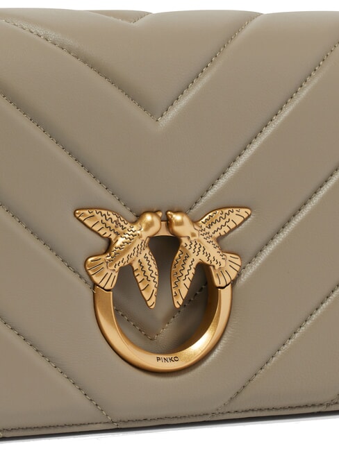 LOVE CLICK CLASSIC Gesteppte Ledertasche Walnuss-Antikgold - Damentaschen