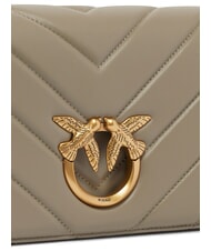 PINKO LOVE CLICK CLASSIC Gesteppte Ledertasche Walnuss-Antikgold - Damentaschen - 3