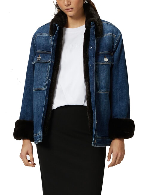 POP Jeansjacke mit Applikationen mitteldunkle Vintage-Waschung - Damenjacken