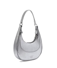 PINKO BRIOCHE Schultertasche aus Metallic-Leder gl&auml;nzendes Silber-Nickel - Damentaschen - 2