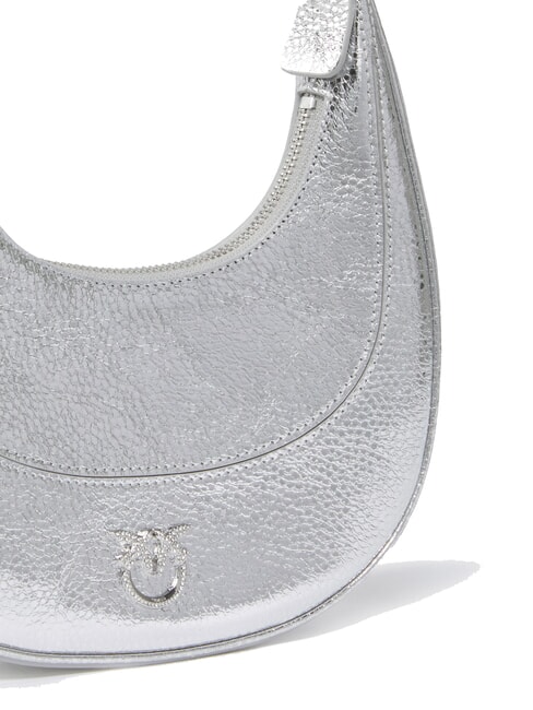 BRIOCHE Schultertasche aus Metallic-Leder gl&auml;nzendes Silber-Nickel - Damentaschen
