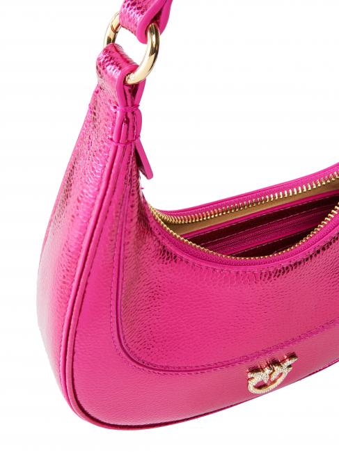 BRIOCHE Schultertasche aus Metallic-Leder metallisches Fuchsia-Gold - Damentaschen