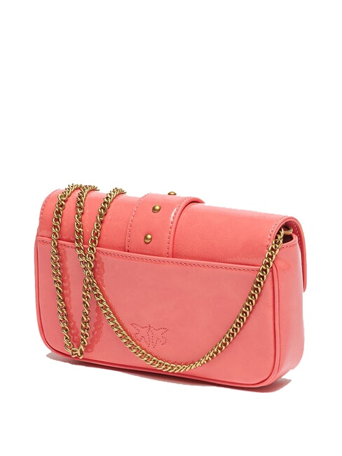 LOVE ONE Mini-Umh&auml;ngetasche mit Gl&auml;nzendem Finish Pfirsichbl&uuml;te-Antikgold - Damentaschen