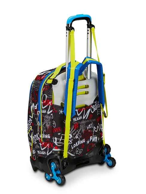 GANG BORN TO FUN BOY  Abnehmbarer Trolley-Rucksack, 3 R&auml;der Schwarz - Rucks&auml;cke mit Trolleyfunktion