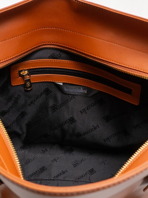 NORA Einkaufstasche aus Leder mit Schnallen braun - Damentaschen