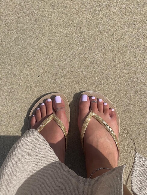 SLIM GLITTER II Flip-Flops Sand/Goldhellmetallic - Damenschuhe