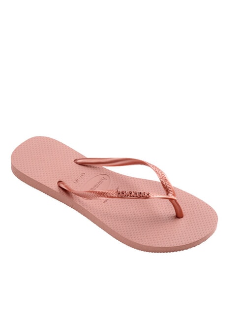 SLIM LOGO Flip Flops Krokusrose/goldenes Rouge - Damenschuhe