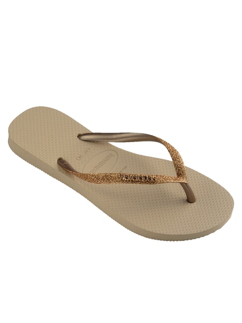 SLIM GLITTER II Flip-Flops Sand/Goldhellmetallic - Damenschuhe