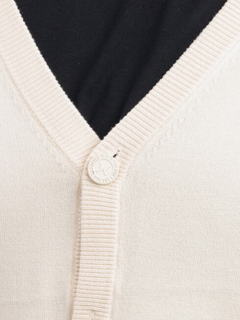 LICONE Strickjacke mit V-Ausschnitt und Kn&ouml;pfen Knochenwei&szlig; - Herrenpullover