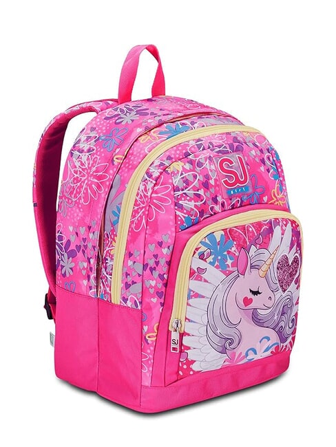 ADVANCED UNICORN LED Rucksack mit zwei F&auml;chern SCHWARZ GESTREIFTER WALD - Rucks&auml;cke f&uuml;r Schule &amp; Freizeit