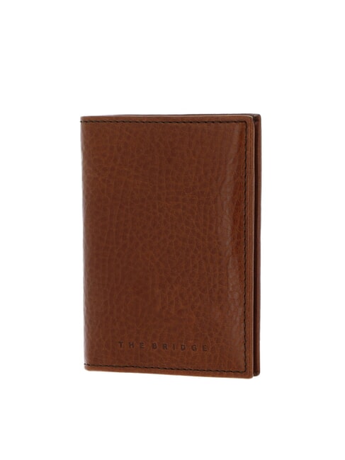 ETTORE Vertikales Kartenetui aus Leder Braun / Ruthenium - Brieftaschen Herren