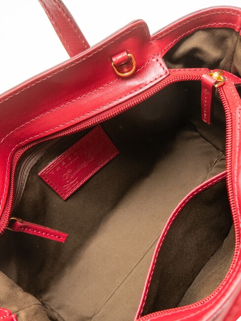 ELETTRA Lederhandtasche mit Schultergurt Beere Abb. Gold - Damentaschen