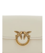 PINKO LOVE BOX Mini-Tasche aus Nappaleder mit &Uuml;berschlag Seide wei&szlig;-antikgold - Damentaschen - 4