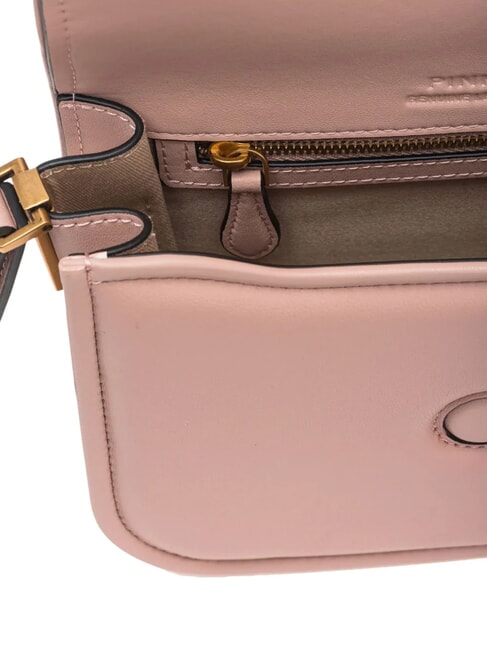 LOVE BOX Mini-Tasche aus Nappaleder mit &Uuml;berschlag Puder-Antikgold - Damentaschen