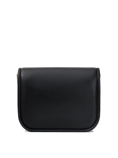 LOVE BOX Mini-Tasche aus Nappaleder mit &Uuml;berschlag schwarz-antikgold - Damentaschen