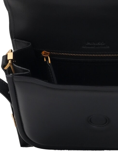 LOVE BOX Mini-Tasche aus Nappaleder mit &Uuml;berschlag schwarz-antikgold - Damentaschen