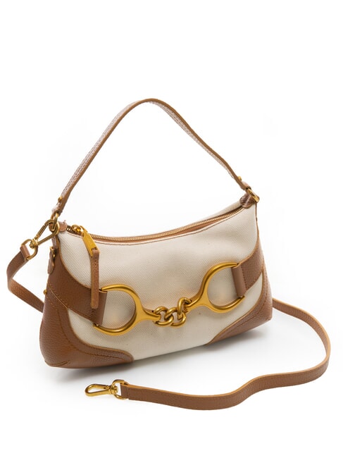 CECILIA Canvas-Umh&auml;ngetasche mit Schultergurt LEDER - Damentaschen