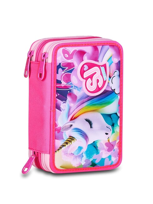 FLYUNICORN GIRL Federm&auml;ppchen mit 3 Rei&szlig;verschl&uuml;ssen, komplett mit Schulset fuchsiafluo - Etuis und Zubeh&ouml;r