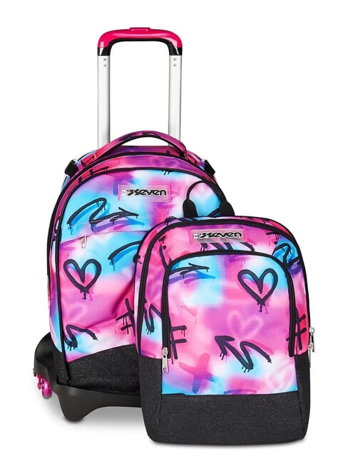 PAINT GIRL JACK 3WD Trolley 2 abnehmbare Rucks&auml;cke, 3 R&auml;der RHODAMINROT - Rucks&auml;cke mit Trolleyfunktion