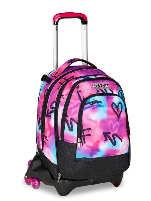 PAINT GIRL JACK 3WD Trolley 2 abnehmbare Rucks&auml;cke, 3 R&auml;der RHODAMINROT - Rucks&auml;cke mit Trolleyfunktion