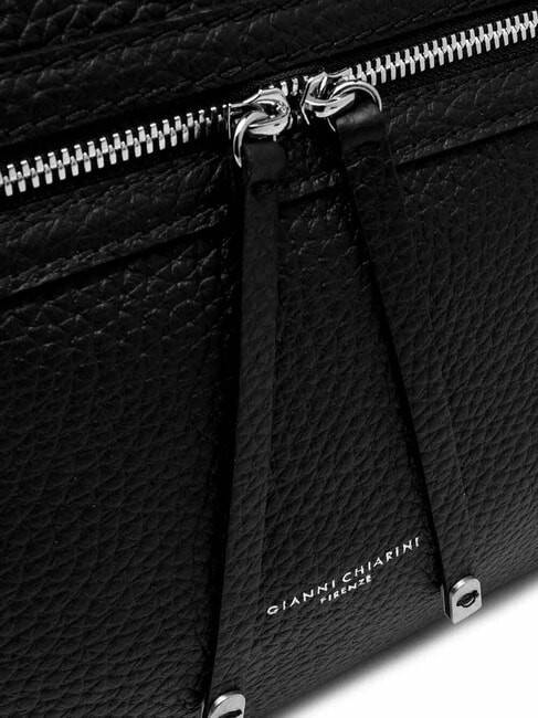 GILDA Schultertasche aus geh&auml;mmertem Leder Schwarz - Damentaschen