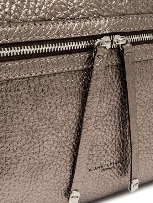 GILDA Schultertasche aus geh&auml;mmertem Leder Zinn - Damentaschen