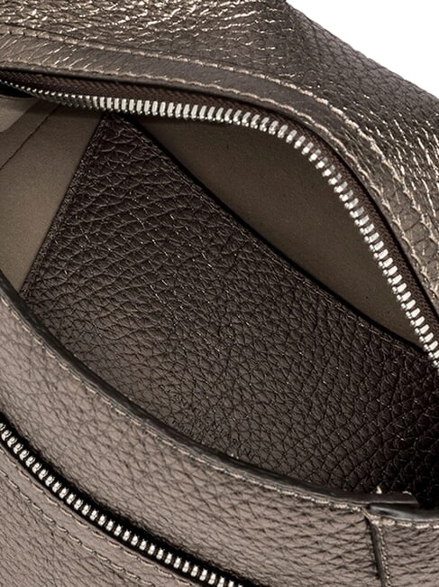 GILDA Schultertasche aus geh&auml;mmertem Leder Zinn - Damentaschen