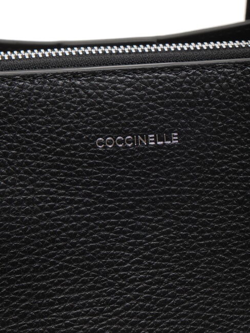 SWAP Tote Bag aus geh&auml;mmertem Leder Schwarz - Damentaschen