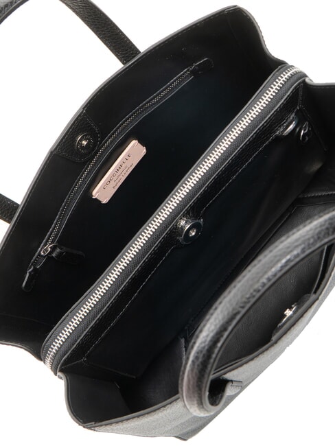 SWAP Tote Bag aus geh&auml;mmertem Leder Schwarz - Damentaschen