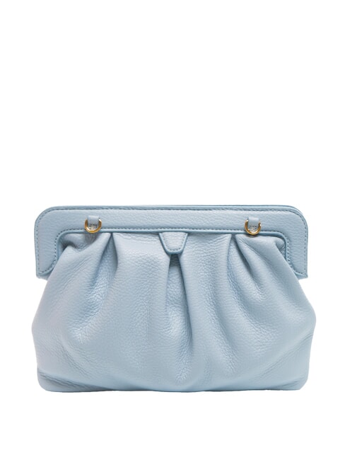 DILETTA SOFT Clutch aus geh&auml;mmertem Leder Nebelblau - Damentaschen