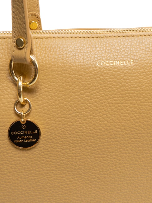 ALPHA Einkaufstasche aus geh&auml;mmertem Leder frisches Beige - Damentaschen