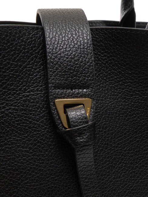 ALBA Schultertasche aus geh&auml;mmertem Leder Schwarz - Damentaschen