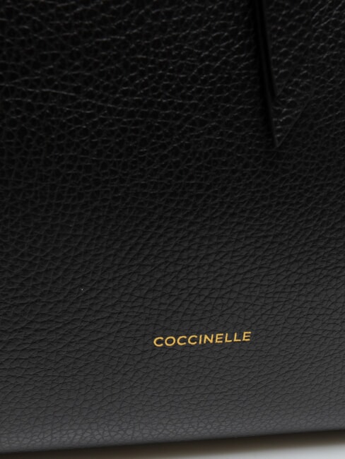 ALBA Schultertasche aus geh&auml;mmertem Leder Schwarz - Damentaschen