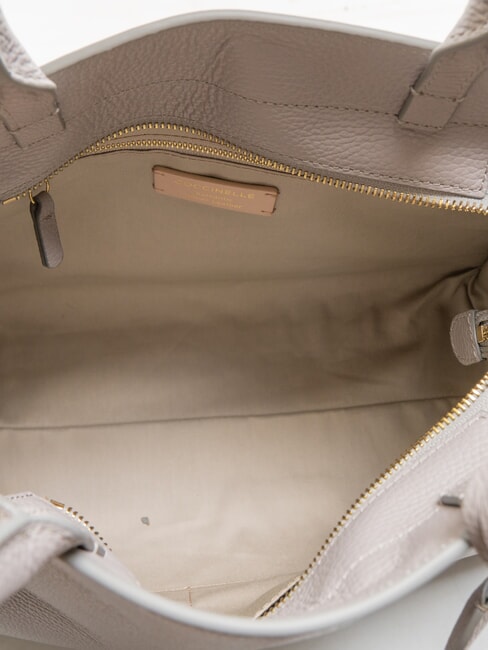 KLICHE Handtasche aus geh&auml;mmertem Leder hellgrau - Damentaschen