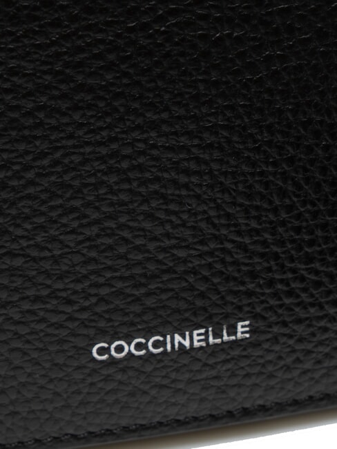 ARIES Schultertasche aus geh&auml;mmertem Leder Schwarz - Damentaschen