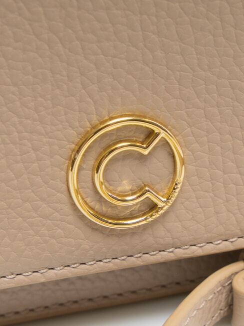 TULIP Schultertasche aus geh&auml;mmertem Leder Puderrosa - Damentaschen