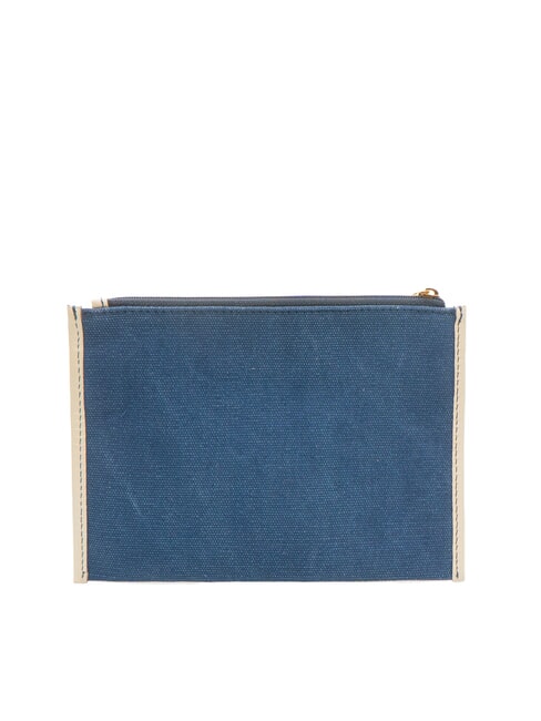 ANNA Flache Clutch aus Canvas Marineblau/Milchwei&szlig;, Abk&uuml;rzung. Gold - Damentaschen