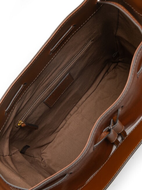 CARLOTTA Umh&auml;ngetasche aus Leder mit Taschen BRAUN - Damentaschen