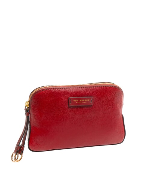 CARLOTTA Kosmetiktasche aus Leder Johannisbeere / Gold - Beauty-Case