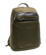 PIQUADRO LINK Rucksack aus Leder und Stoff, 15,6-Zoll-PC-Halterung GR&Uuml;N - PC-Rucks&auml;cke - 4